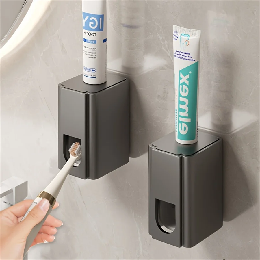 1 Piece Of Toothpaste Storage Rack Automatic Squeeze Toothpaste Dispenser Wall-Mounted Non-Porous Bathroom Toothbrush Toothpaste