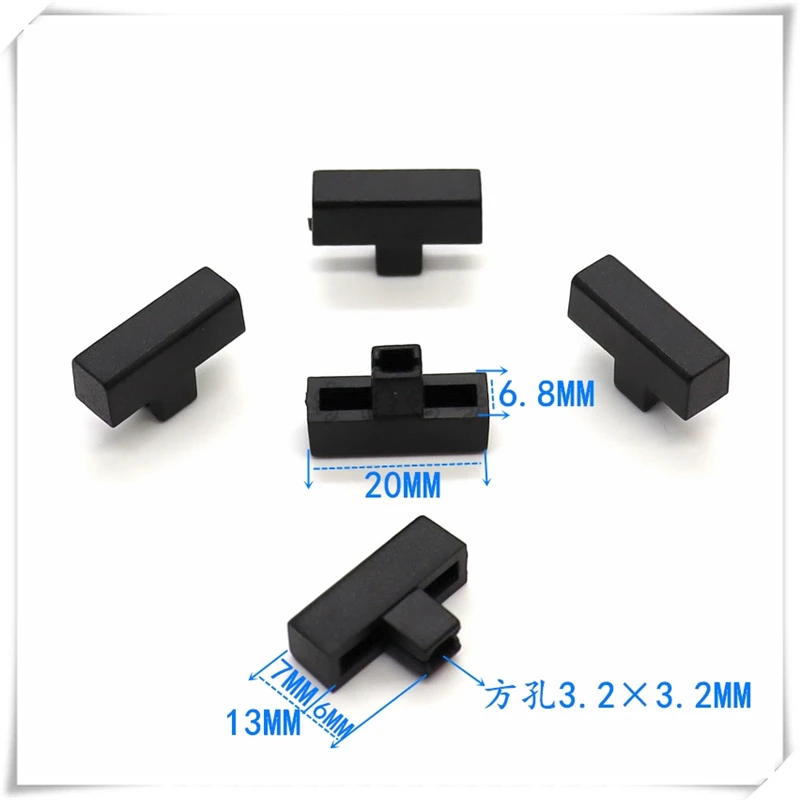

20 шт. пластиковый черный колпачок для ключей, колпачок для выключателя питания, Т-образный колпачок для ключей, самоблокирующийся колпачок для переключателя, квадратное отверстие 3,2 мм