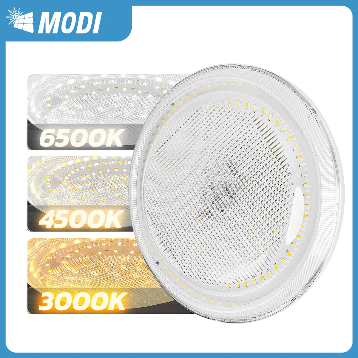 MODI 100W Solar Ceiling Light: Tri-Color Adjustable Illumination, with a 10M Cable and Remote Control Switch