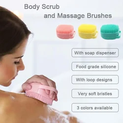 Function Soft Bath Massage Exfoliating Cleaning Silicone Body Brush Shower Scrubber with Shower Gel