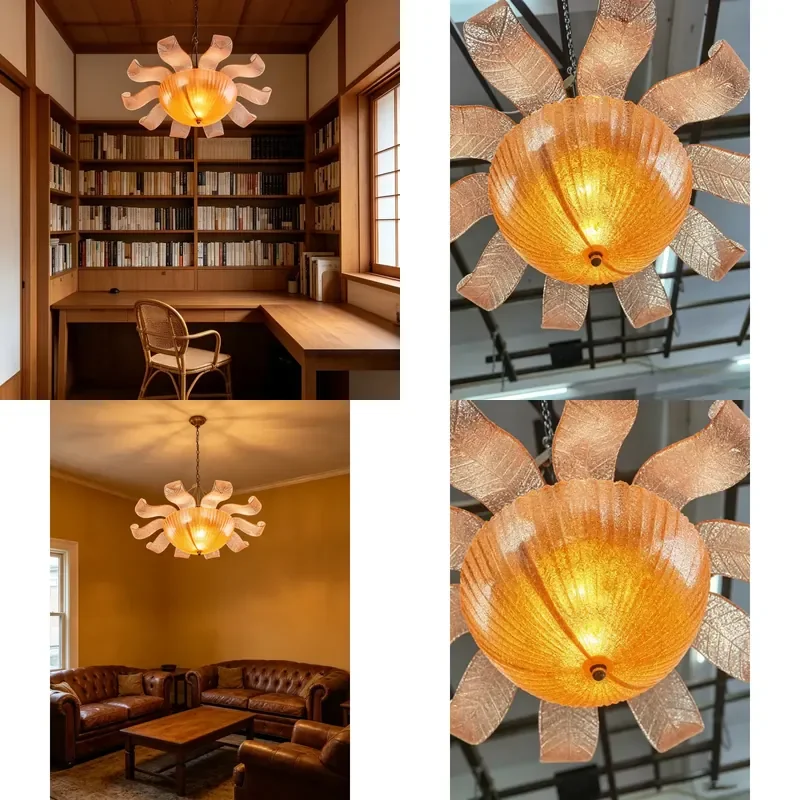 Customized Engineering Lamps Hotel Lobby Chandelier Creative Amber Glass Ceiling Lamp Non Standard Decorative Light