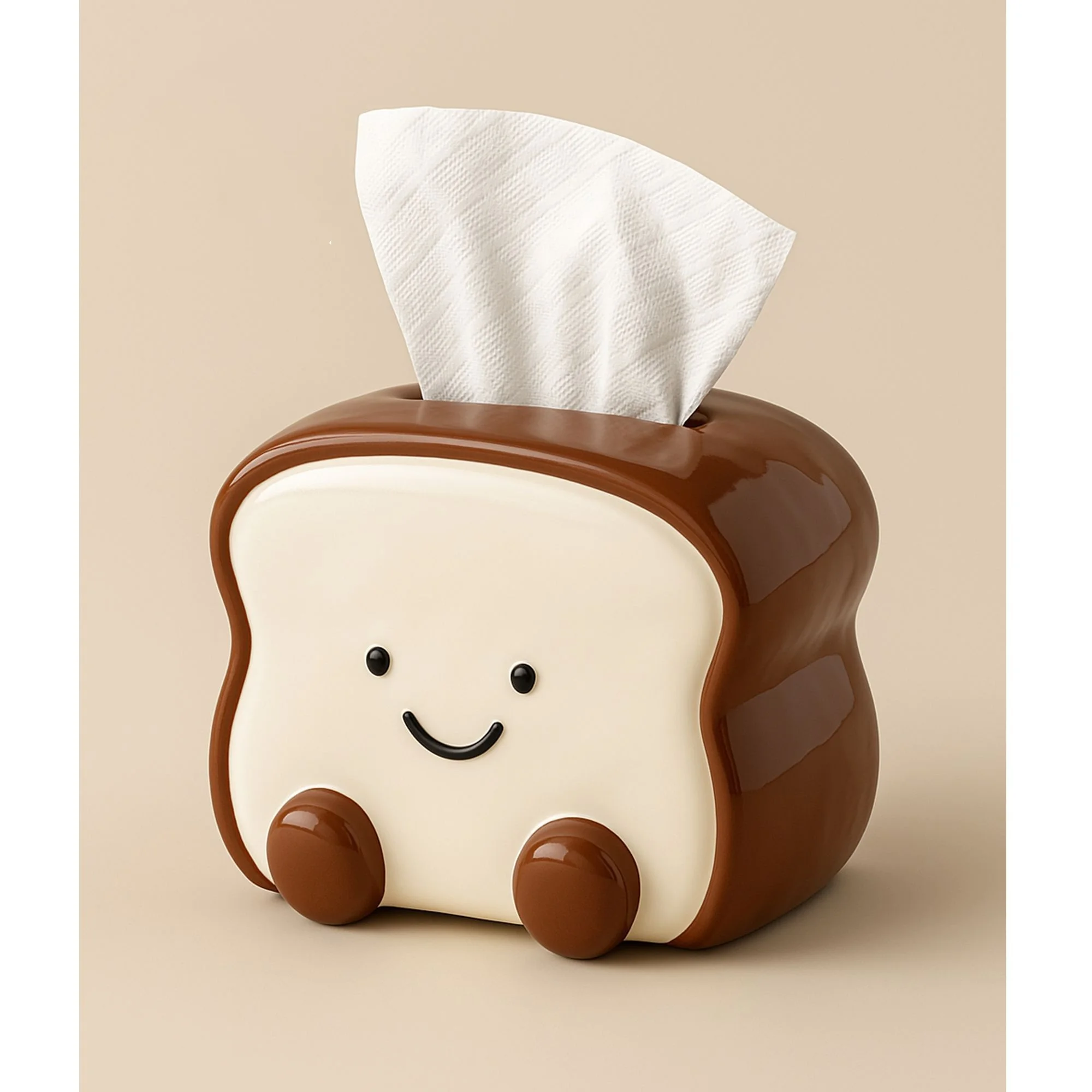 

Cute Toast Man Tissue Box Home Living Room Tea Table Dining Table Bedroom Ceramic Decoration Paper Box