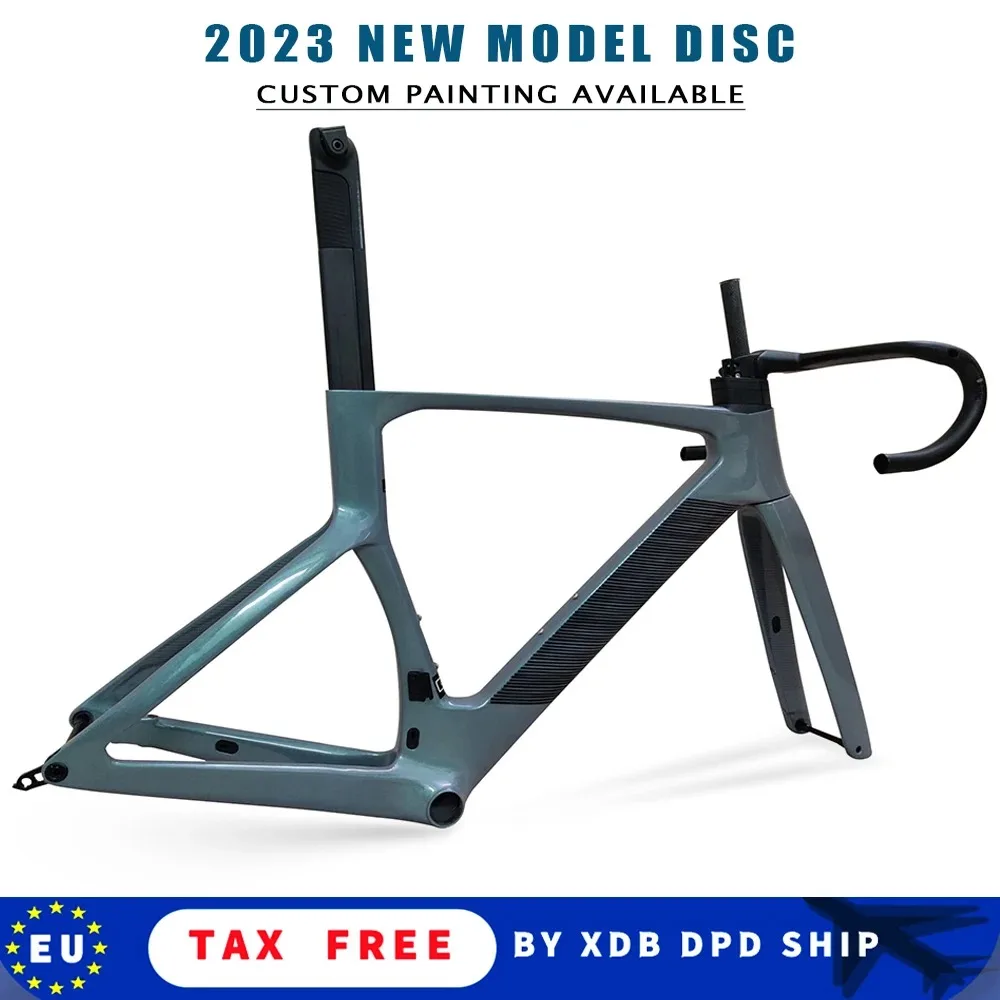 2023 New Carbon Road Bike Frame T1000 UD Bicycle Racing Disc Brake Carbon Frameset With Handlebar Taiwan Made XDB DPD Ship