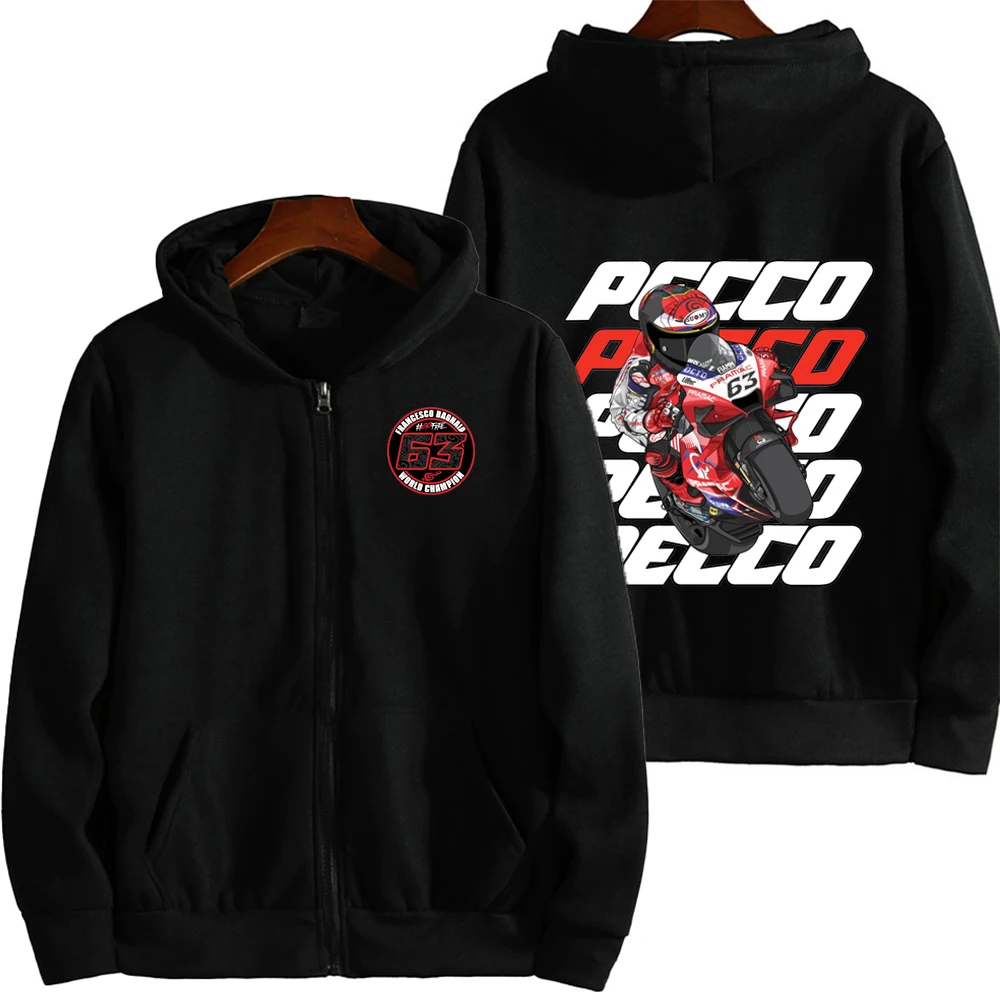 Pecco Bagnaia 63 드라이버 로고 레이싱 오토바이 팀 남성 지퍼 업 까마귀 봄 가을 남성 운동복 레드 스포츠 여성 자켓 코트