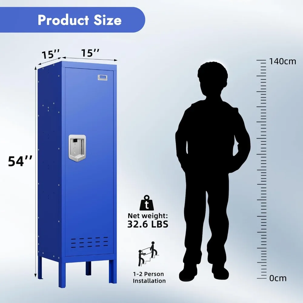 Steel Locker with Lock for Home Office, Gym, School, Garage - 54