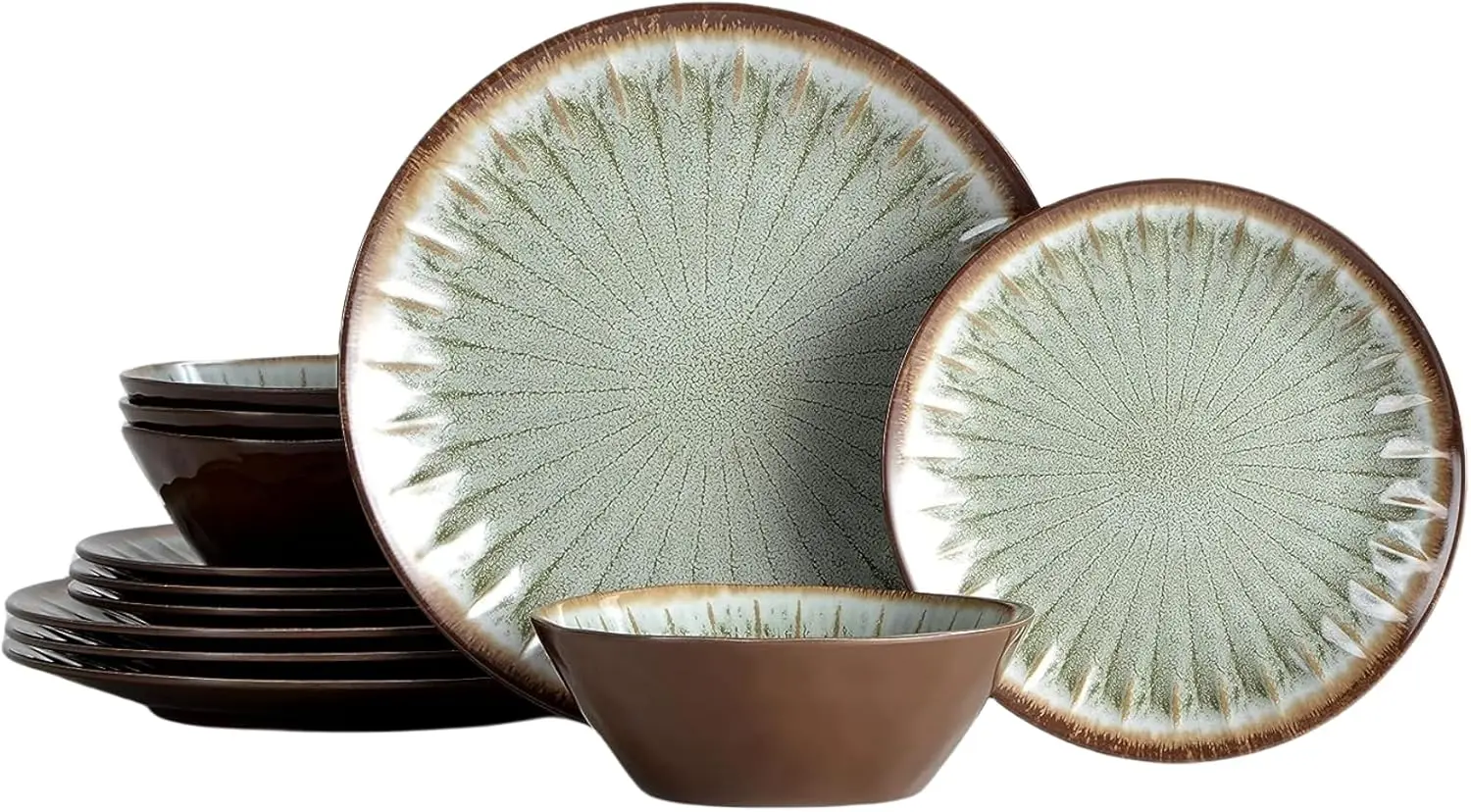 

Melamine Dinnerware Sets for 4,12 Pcs Party Plates and Bowls Sets,Outdoor Use Harvest Dinner Dishes Set,Great for RVs Ca