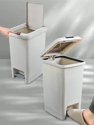 Foot Pedal Waste Bins Plastic Large Capacity Trash Can Press-type Kitchen Bathroom Garbage Bins Household Paper Box Garbage Bin