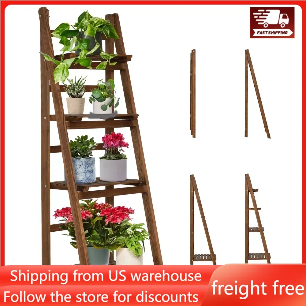 

Plant Shelf Flowerpot Display Racks Stand for Flowers Wooden Tree Pot Stand Outdoor Garden Furniture and Terrace Holder Iron