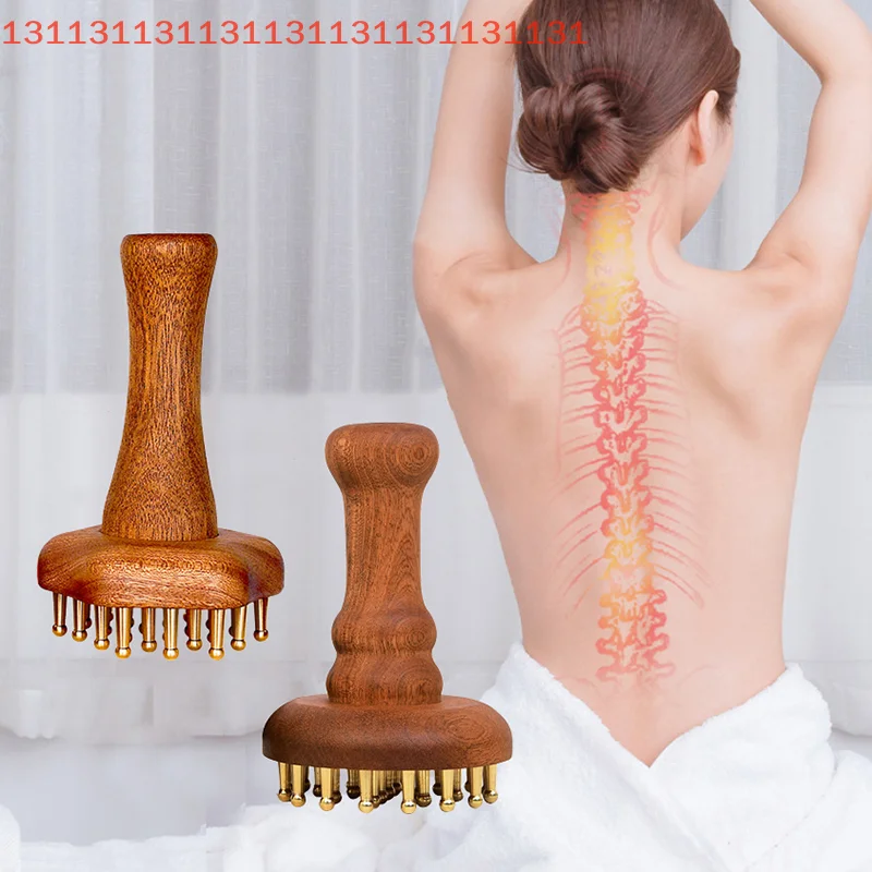 

Массажная расческа Гуа Ша с медной головкой, длинная деревянная ручка, прочная щетка для массажа точки меридиана, прочный китайский инструмент Гуа Ша для СПА