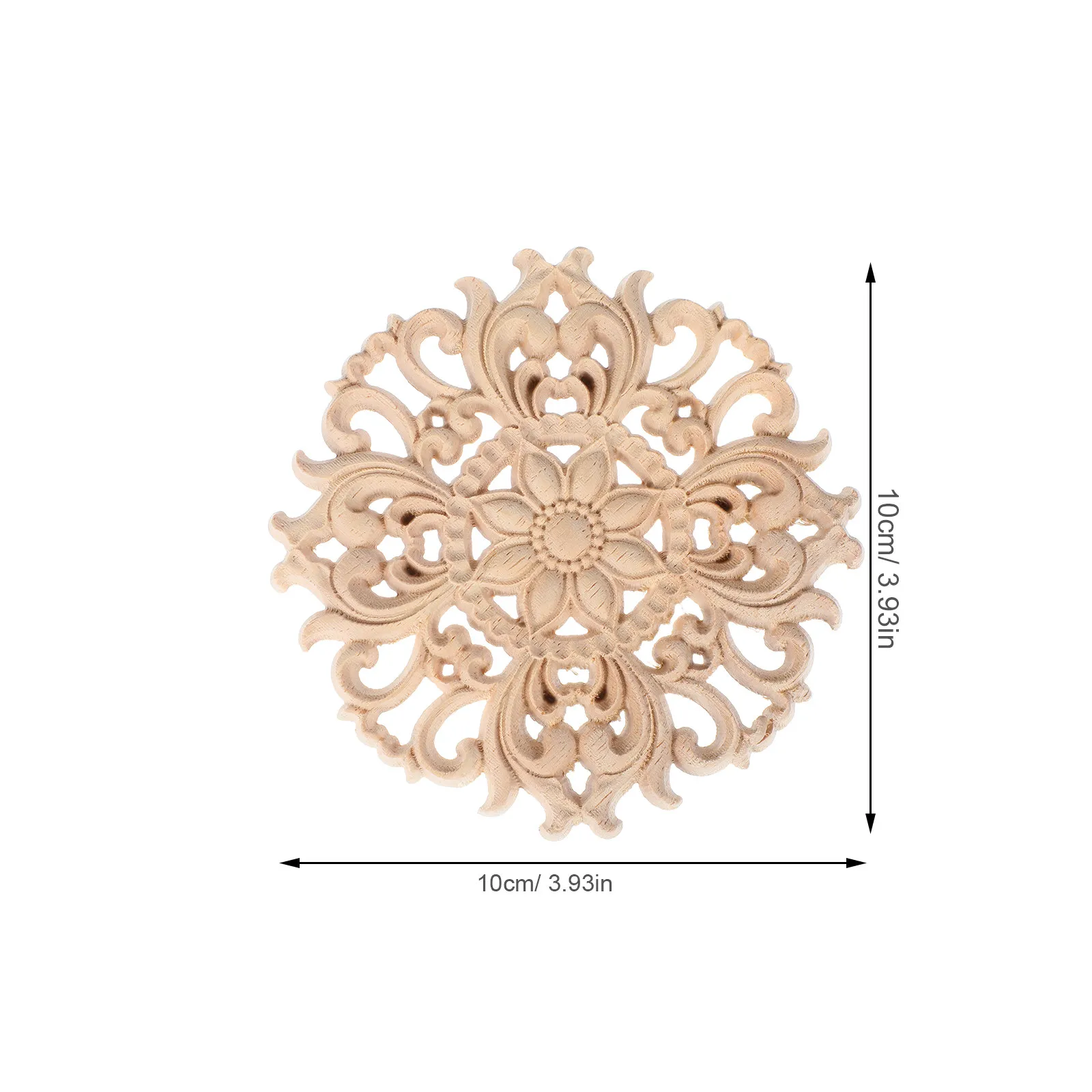 3Pcs Hollow Carved Wood Appliques Unfinished Small Wood Carving Decals for Furniture Cabinet Doors Vintage Decoration