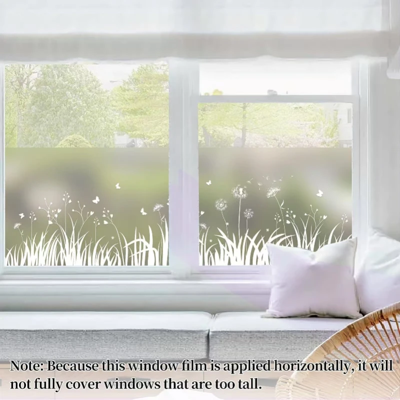 1 Stück Fensterfolie mit Löwenzahn-Aufdruck, transparente, undurchsichtige Glasfolie für Badezimmer, gegen Lichtleckage