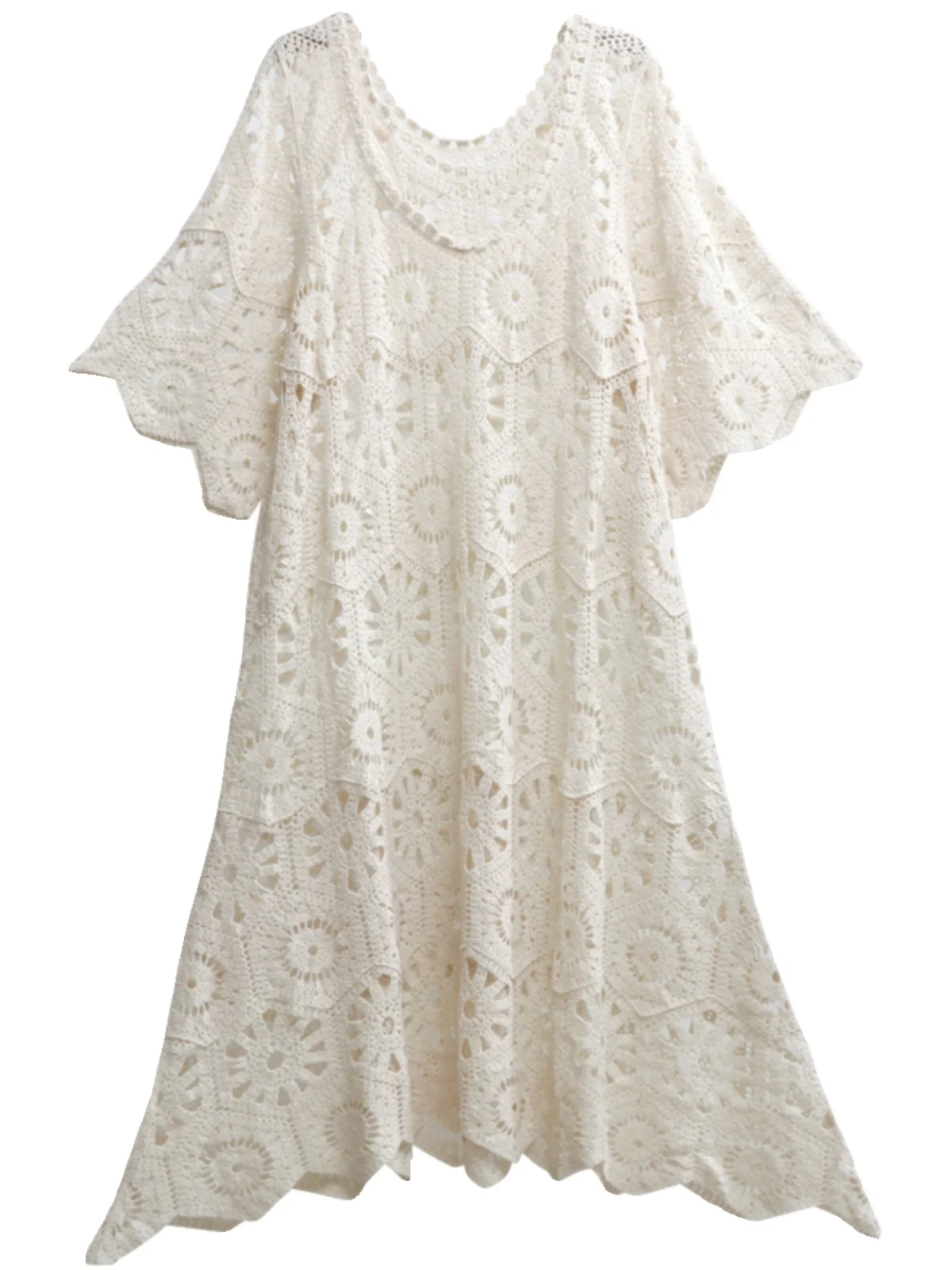 TIYIHAILEY Frühling Sommer Frauen Stricken Häkeln Kleider Halb Flare Hülse Blau Rot Lose Damen Kleidung Mode Lange Mid-kalb