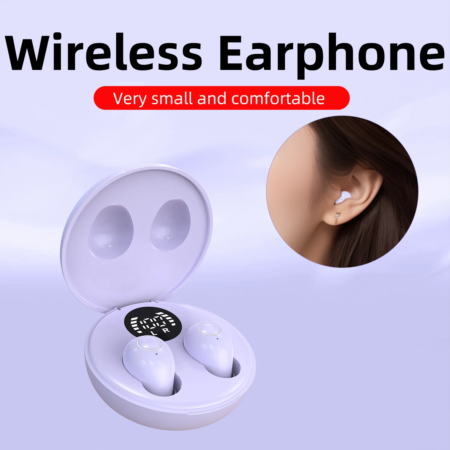 Wireless bluetooth headset，Noise Cancelling Headphones，4h Play Time，Music Earphone，Invisible Sleep Earbuds，for Small Ear Canal