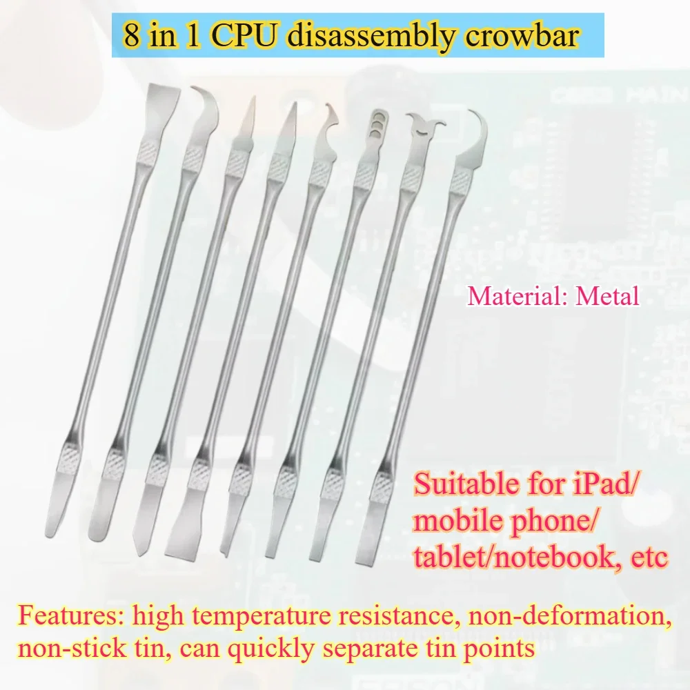 8 In 1 Metal CPU IC Pry Blade Set, Multifunctional Glue Remover Hand Tools For Smartphone Notebook Mainboard Chip Repair