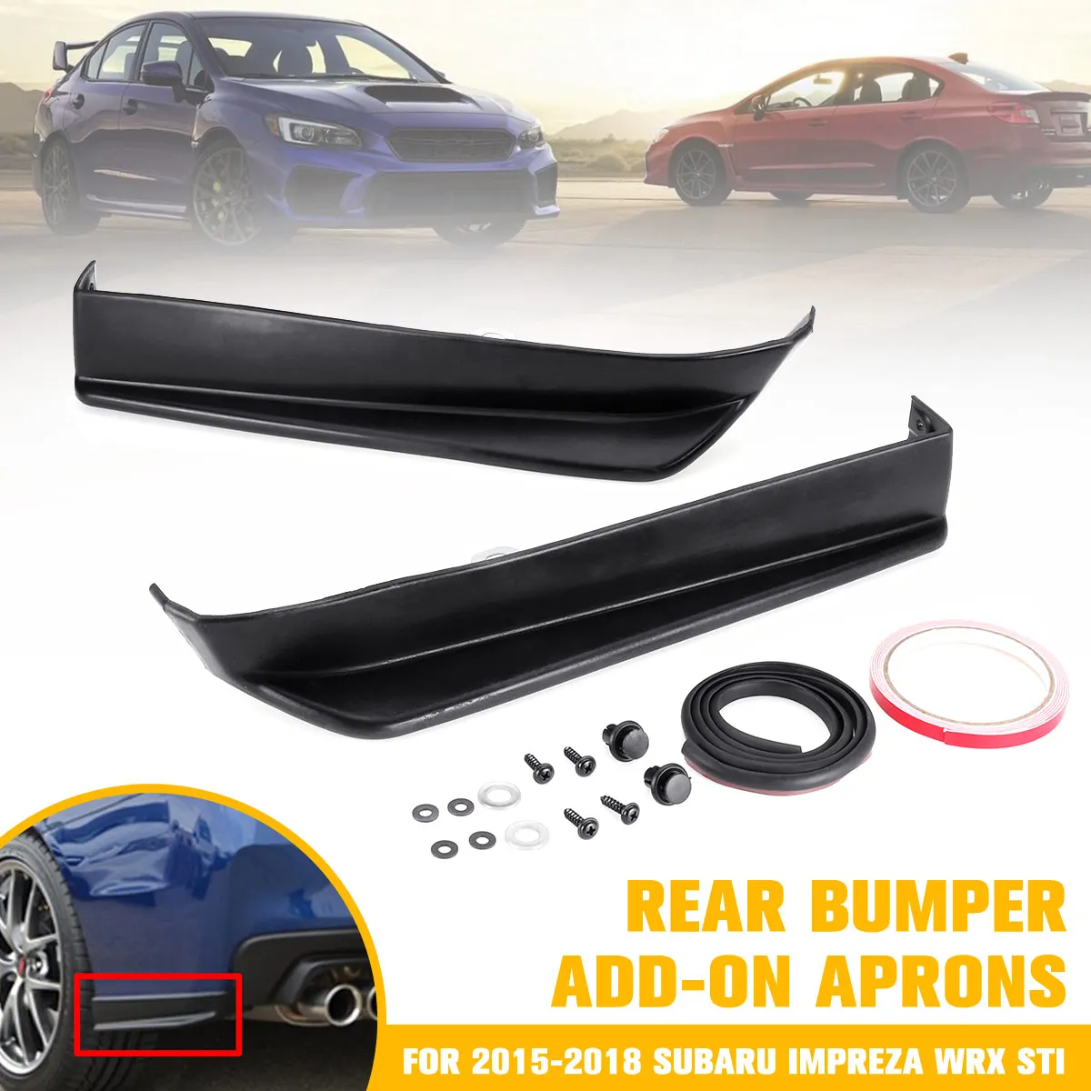 Anti-Scratch 2xCar Rear Bumper Lip Wrap Diffuser Splitter Canard Add-on Side Aprons Spats Cap Spoiler For Subaru Impreza WRX STI