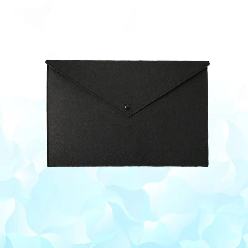 

Felt Texture Tear-Proof A4 Size Button File Folder for Office School Home Document Organizer Storage Holder Black Classic