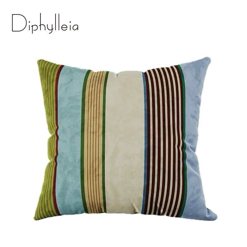 

Diphylleia Art Nouveau Style Decorative Pillowcase Mordern Retro Stripes Dopamine Square Cushion Cover For Villa Hillhouse Hotel