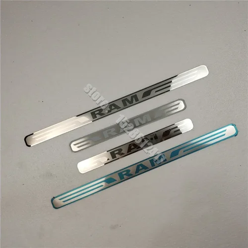 Imagen 2 del producto Para Dodge RAM 1500 2500 4000 2016-2021 Umbral de puerta de coche placa de desgaste embellecedor Protector de alféizar de puerta de acero inoxidable accesorios de Pedal