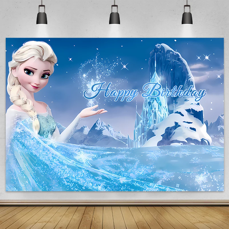 Disney Frozen Princess Kids Birthday Backdrop Elsa Anna Party Theme Birthday Party Backdrop Decoration Supplies Baby Shower 2024