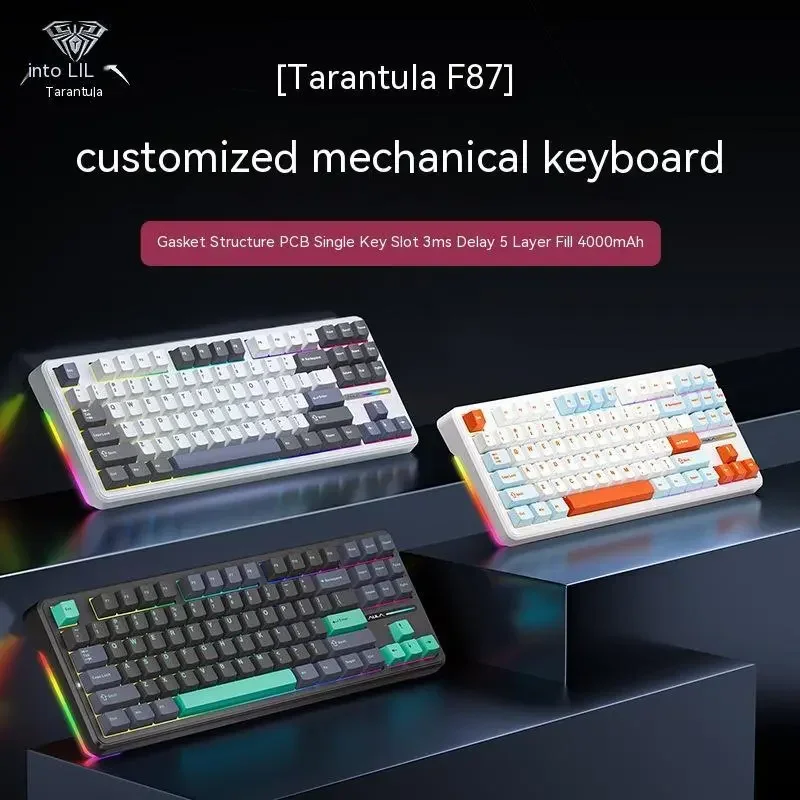 Imagem -06 - Pro Teclado Mecânico sem Fio Mode 2.4g Usb Bluetooth Tri Mode 87 Key Hotswap Rgb Pbt Gaming Aula-f87