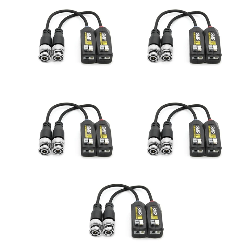 5 Pairs 4K Passive CCTV 8MP Video Balun HD-CVI/TVI/AHD Transmission By UTP Balun For Surveillance Cameras