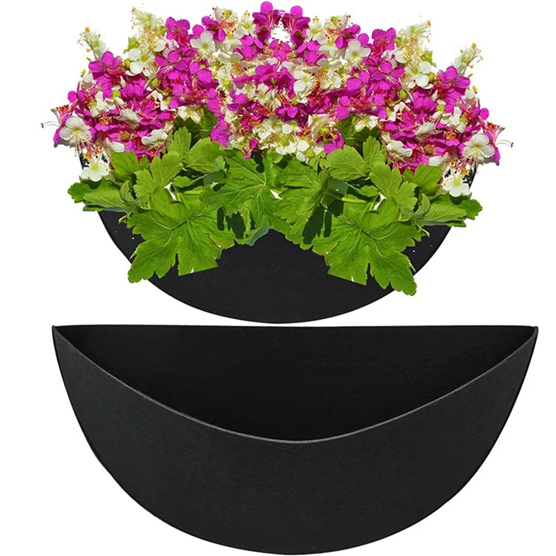 3PCS 14 Inch Half Round Planter Liners Fabric Plant Liners Half Circle Flower Basket Liners Parts Accessories Felt Liner