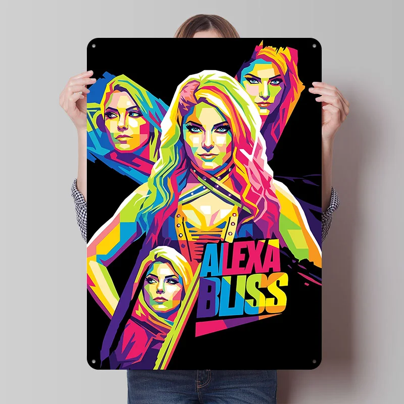 Affiche Métallique Alexa Bliss Wpap Art, Décoration Murale Personnalisée, Plaques en Fer Blanc Rétro Vintage pour la Décoration de la Caverne du Homme, de la Salle de Jeu, Cozy Wand Deko