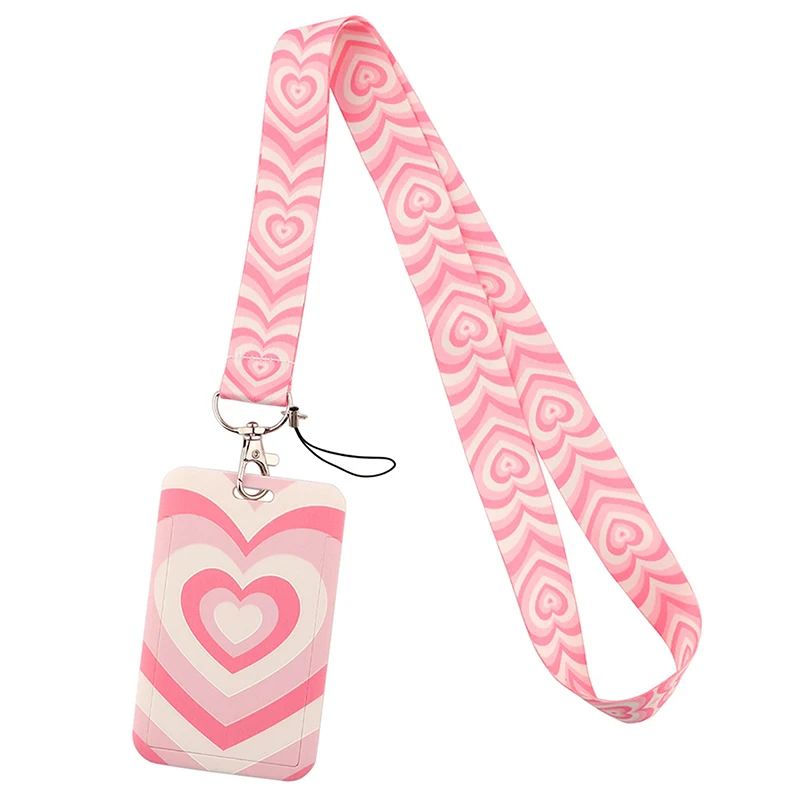 Card Bag Heart-shaped Love Phone Hanging Rope Access Control Multifunctional Polyester Ribbon Anti Loss Work Permit Cards Cover