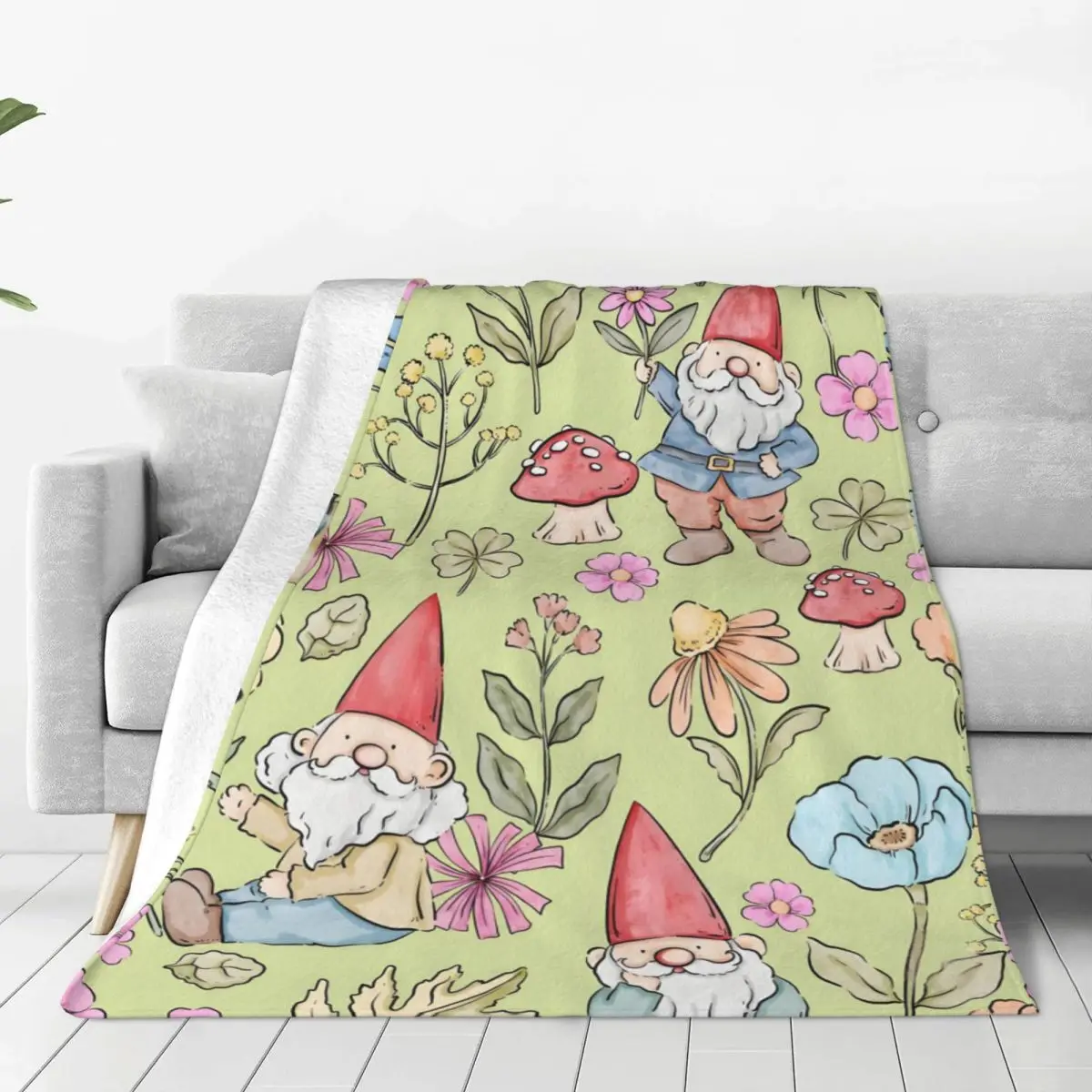 Custom Gnomes Merry Christmas Blanket Soft Fleece Spring Autumn Warm Flannel Throw Blankets for Sofa Travel Bed Quilt