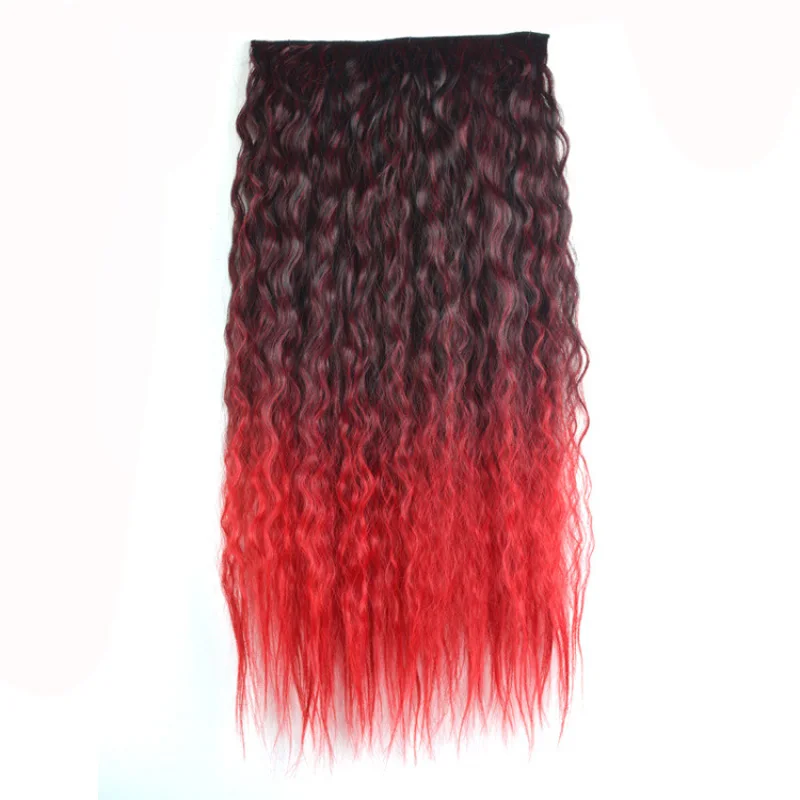 Nightclub Fashion Women's One-piece Wig Piece Color Hair Patch Gradient Corn Perm Wig Hair Patch Synthetic Clip In Hair