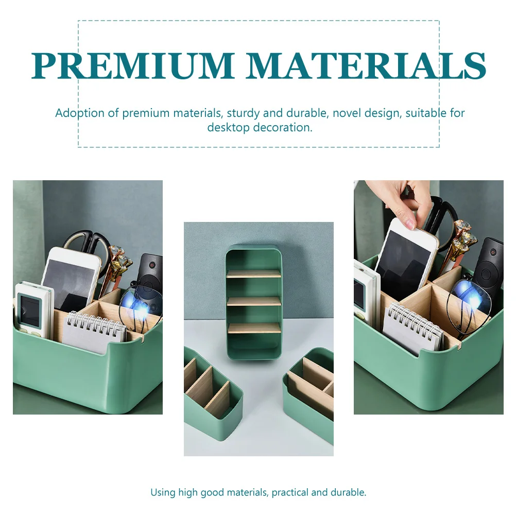

Storage Creative Storage Box Cells ABS Wood Material Green Desktop Tidy Distant Control Box Case Multi Functional Holder