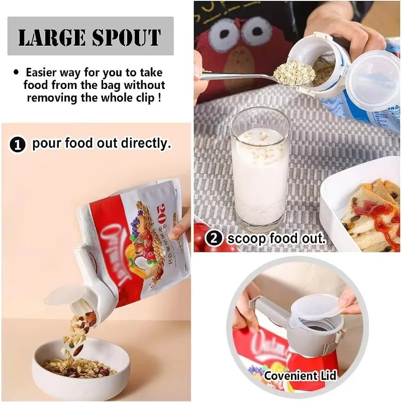 Seal and dump food storage bag lid clip snack sealing clip plastic suitable for kitchen food storage and organization