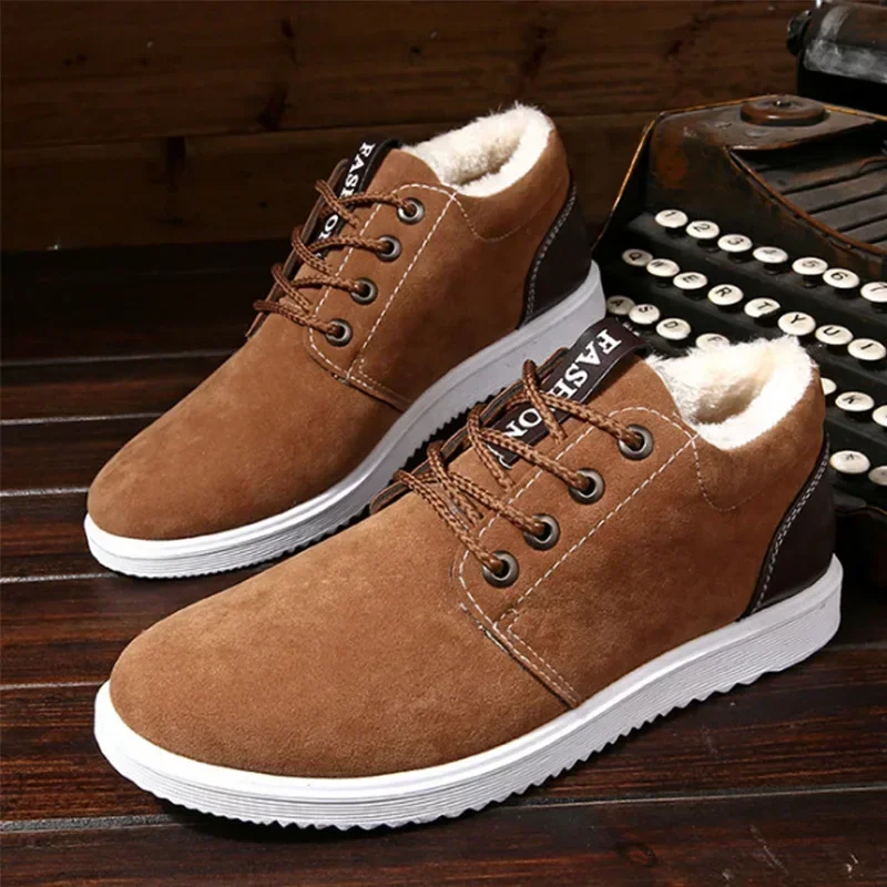 Light Warm Cotton Shoes for Men Winter Shoe Suede Men Sneakers 2024 New Thicken Plush Comfort Lace-up Footwear Zapatos De Hombre