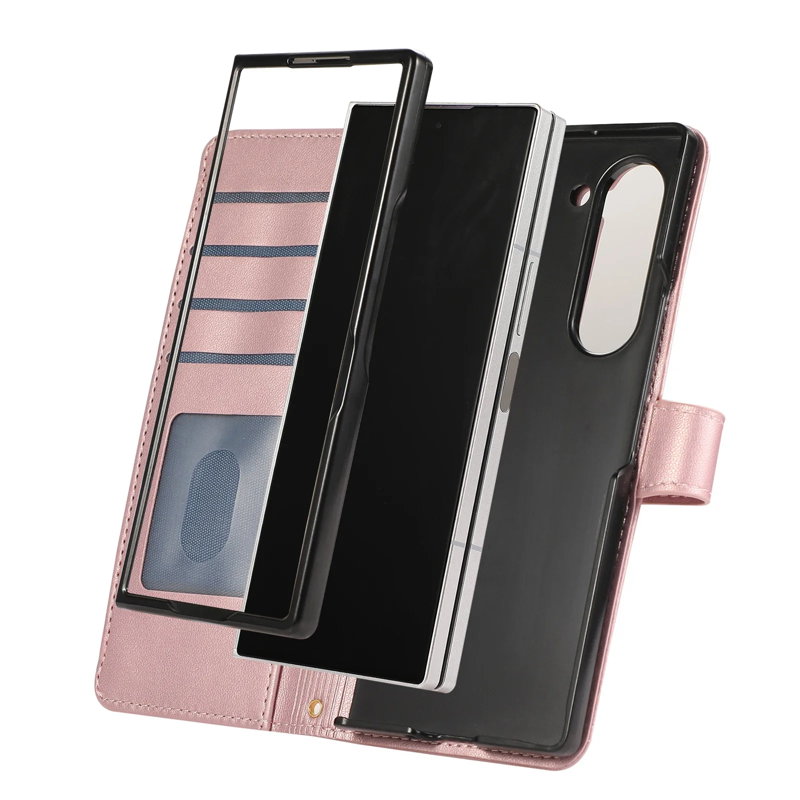 Crossbody zipper Cards Solt Wallet Leather Case For Samsung Galaxy Z Fold 6 5 4 3 5G Diamond Bag Purse Lanyard Stand Strap Cover