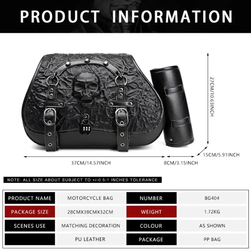 حقائب السرج لراكبي الدراجات النارية العالمية تصميم قابل للإزالة مقاوم للماء مع قفل مضاد للسرقة وتخزين عالي السعة X37F #6