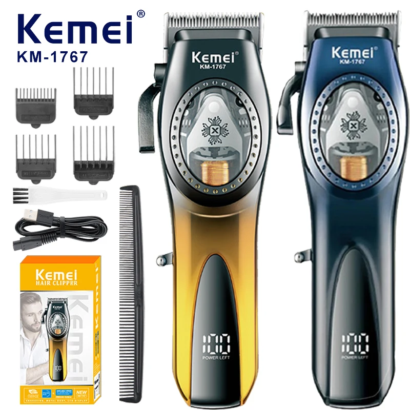 

Профессиональный электрический триммер для волос Kemei, устройство с ЖК-дисплеем и USB-зарядкой для стрижки волос, для парикмахерской