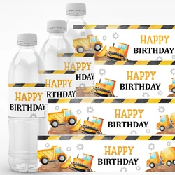 Construction truck dump truck excavator bulldozer Water Bottle Wraps Labels Birthday Labels Stickers Kids Birthday Party Decorat