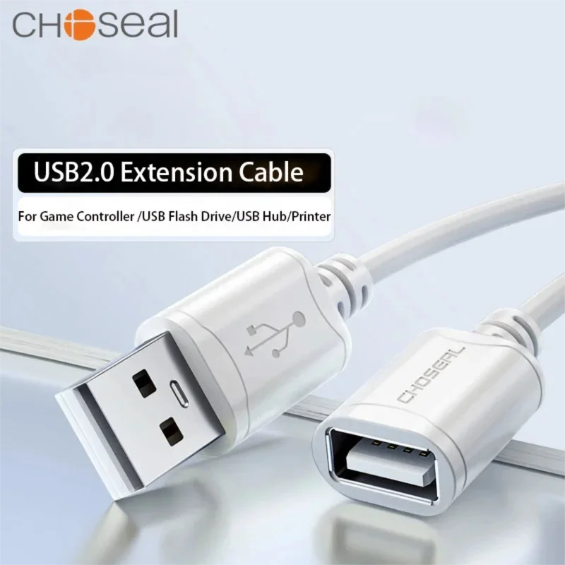 CHOSEAL Cabo de Extensão USB 2.0 Macho para Fêmea de Alta Velocidade para Teclado, Impressora, Mouse e Computador 5M 3M