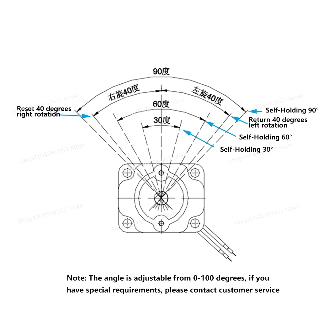 ロータリーソレノイドアクチュエータ DC12V 24V 制限 90 度回転角度レーザーシャッター分類双方向高速回転