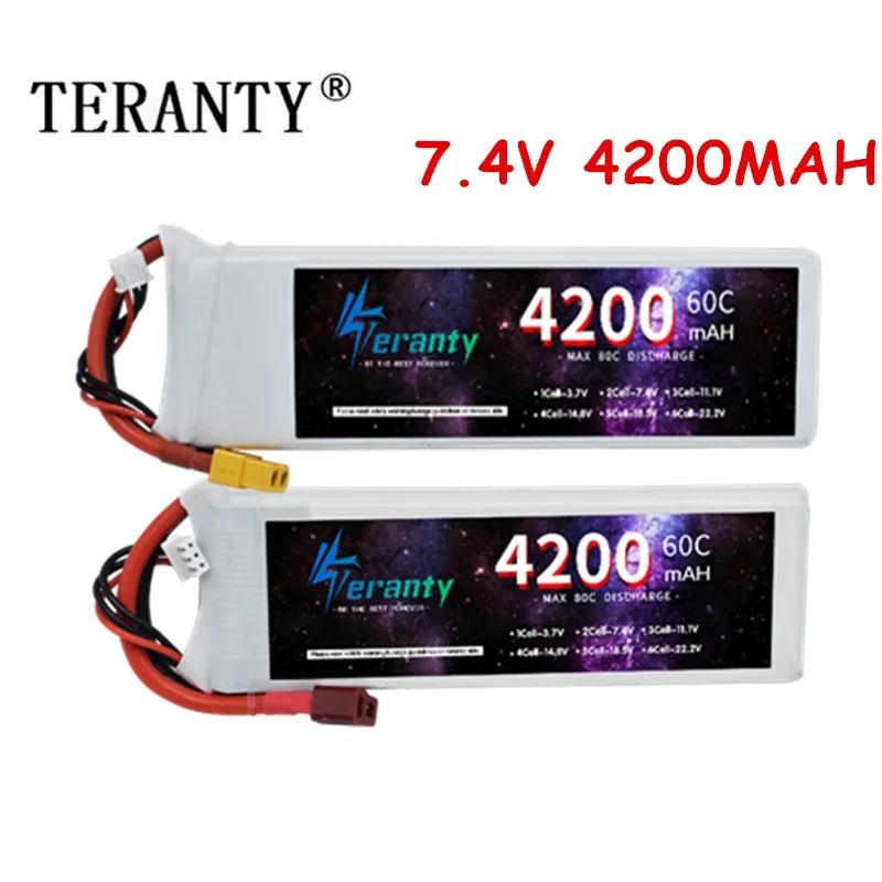 TERANTY 7.4V 2S 4200MAH 60C Lipo Battery With Deans T/XT60/XT90 Connector For RC Airplanes Helicopters Car Boat Truck Parts