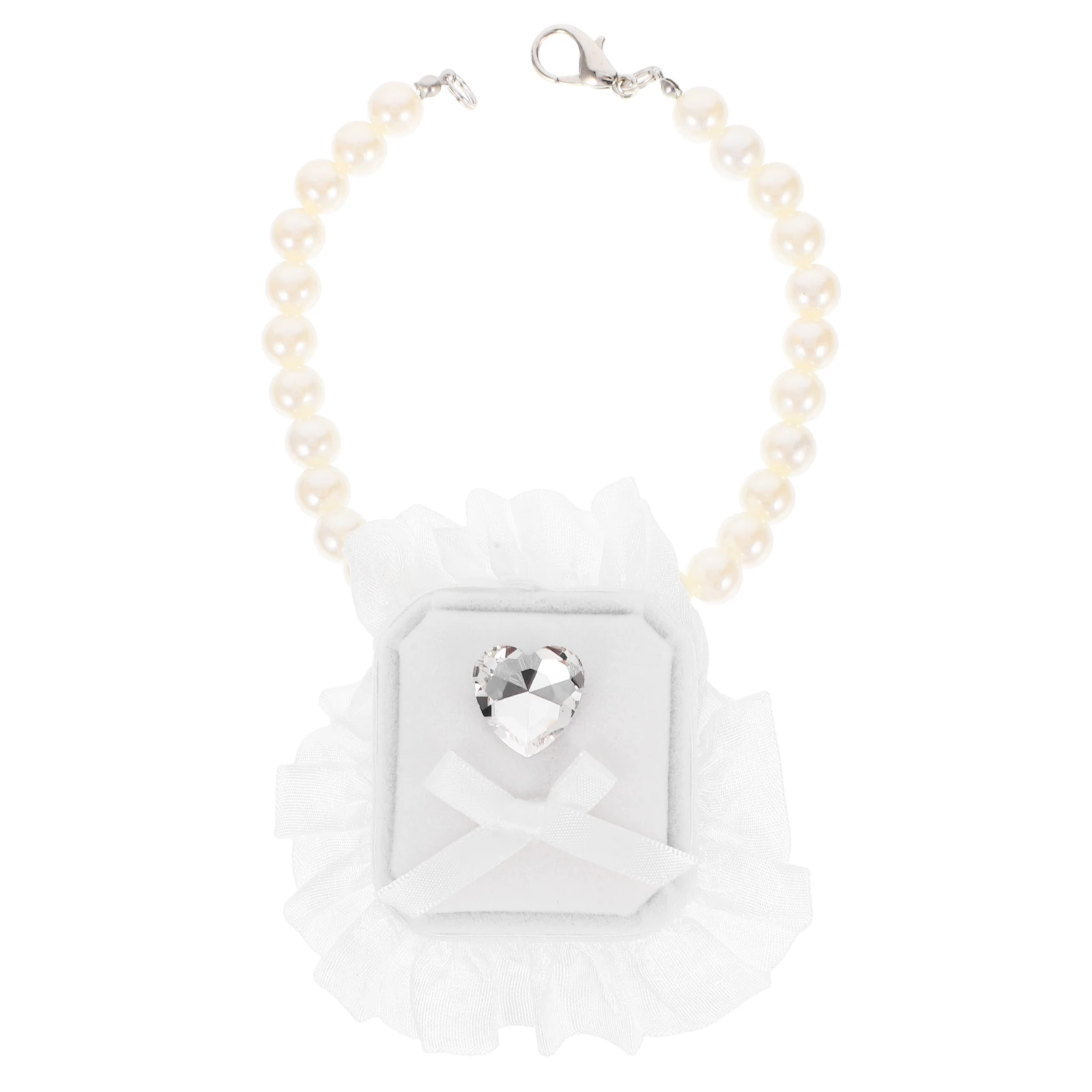 

Pet Wedding Ring Holder Dog Necklace Pearl Collar Wedding Ring Bearer Box Engagement Proposal Storage Case Rings Bearer Holder