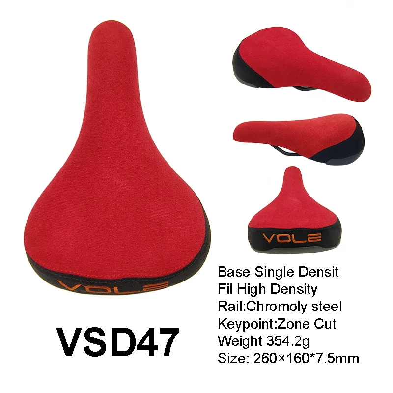 VOLE VSD47 BMX Velvet Bike Saddle Chromoly Steel Rail High‑Density Foam 260×160mm 365g for BMX Street Mountain Bicycle