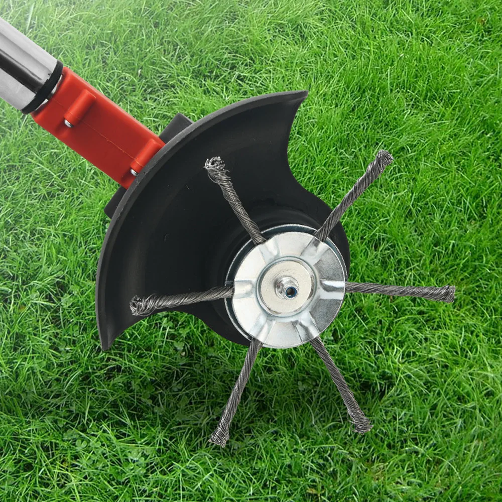 6 Head Weed Brush Head Steel Wire Wheel Grass Trimmer Head Removal Moss Rust Lawn Mower Grass Brush Disc Weed Brush Heads