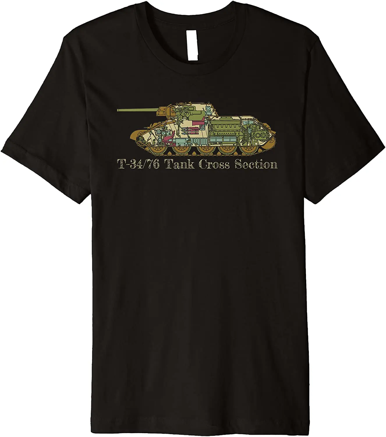 

T-34 76 Tank Russian WW2 Full Color Cross Section T-Shirt. Summer Cotton Short Sleeve O-Neck Mens T Shirt New S-3XL
