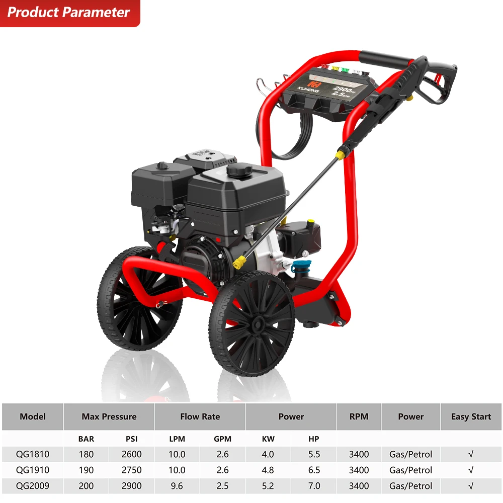 كو هونغ البنزين جهاز تنظيف يعمل بالضغط العالي غسالة الضغط الغاز 2900psi 2800si 190Bar