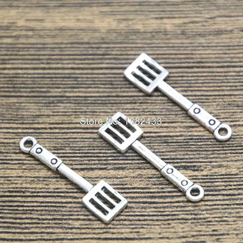 

40pcs Spatula Charms Antiqued Silver Tone Cook Pendants 27x7mm