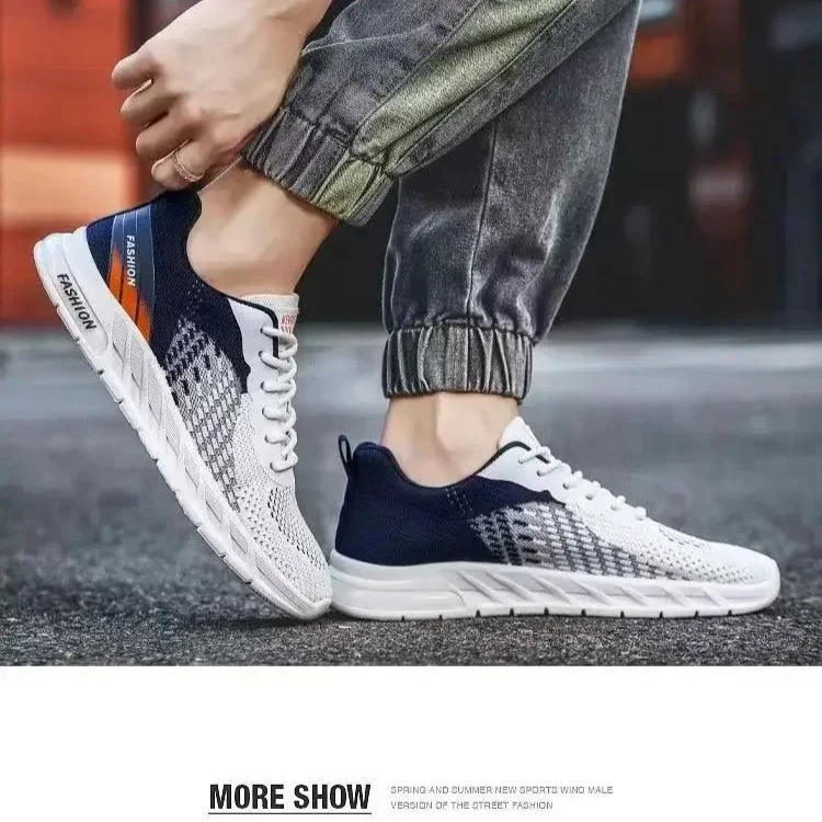 Mens Running Shoes Breathable Knit Sport Sneakers Cushion Casual Gym Athletic Trainers Outdoor Jogging Tennis Shoes