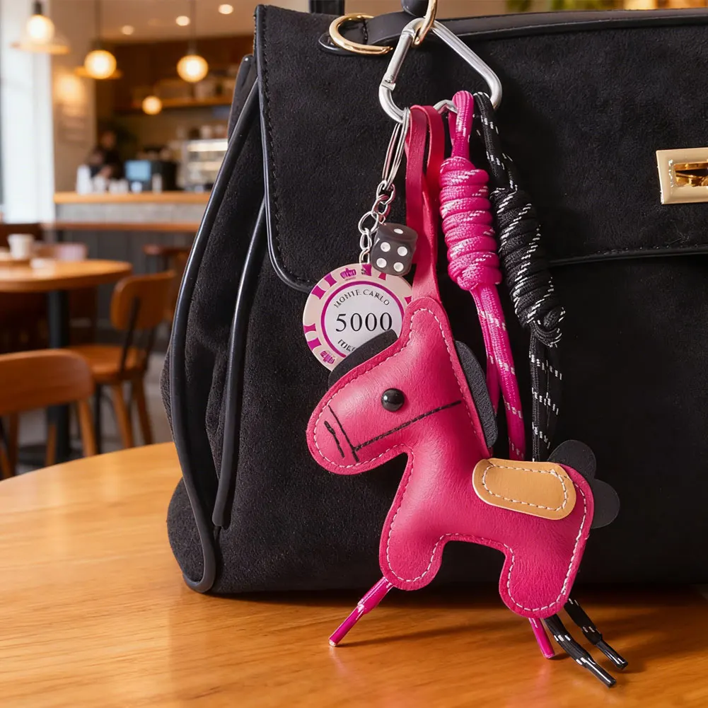 

1 Pc Leather Pony Keychain Braided Rope Backpack Pendant For Phone Bag Car Hanging Accessories DIY Decoration