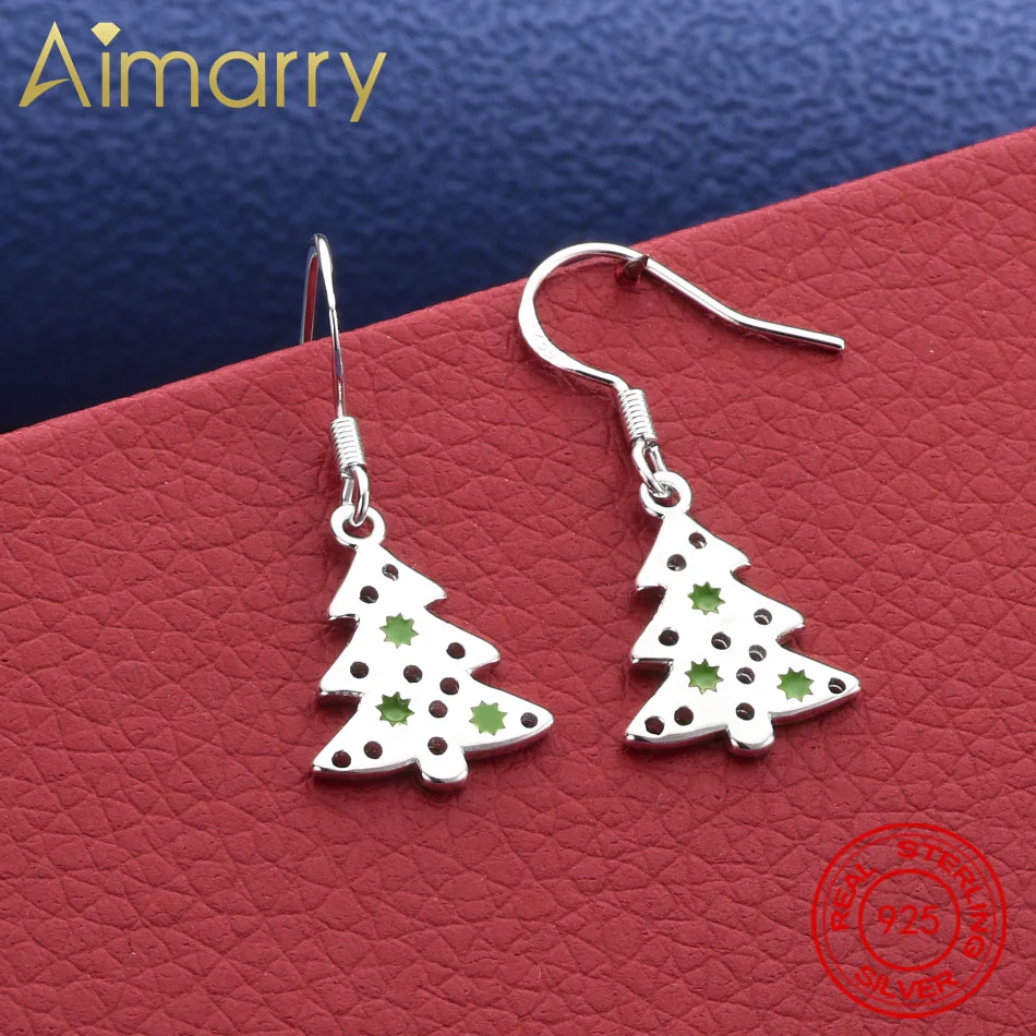 

925 Sterling Silver Retro Charms Tree Earrings Beautiful Jewelry For Women Lady Gift Wedding Party Nice Cute Long