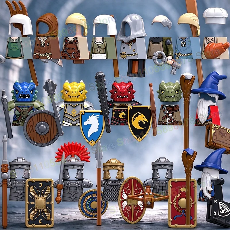 Medieval Rome Warrior Creative Mini Action Figures Armored Knight Building Blocks Toy Shield Assembly Accessories Puzzle Gifts